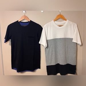 Two Rag & Bone tees. Black - XS, stripes - S